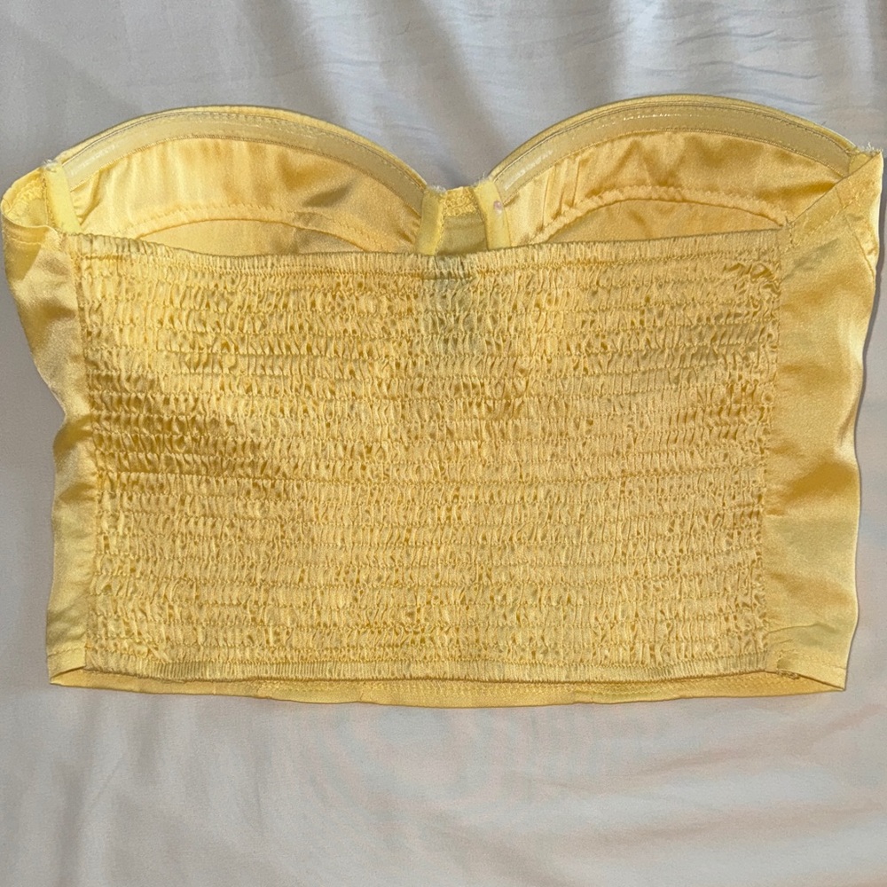 Princess Polly Yellow Satin Strapless Bustier Top - Picture 5 of 5